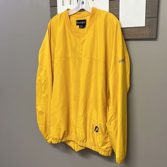 FootJoy Gold Embroidered Pullover Jacket w/ Front Zipper Pockets & V-Neck- Large - Picture 2 of 14